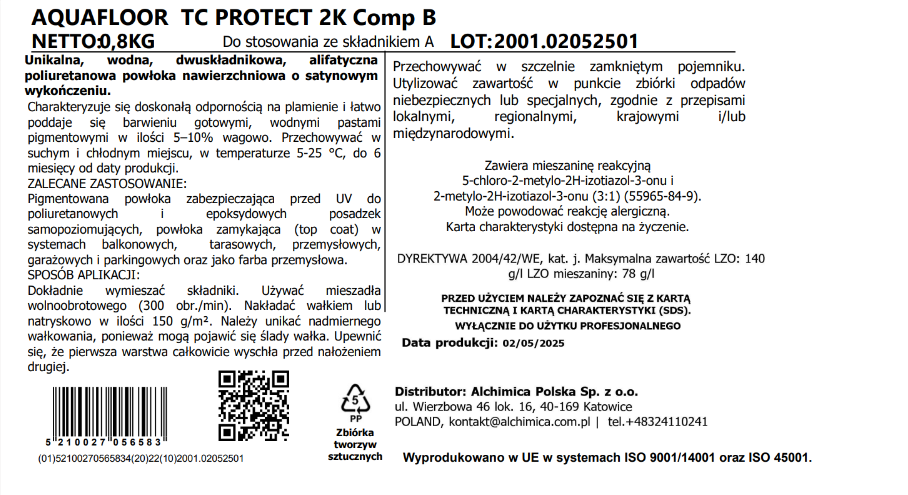 etykieta dla składnika B
