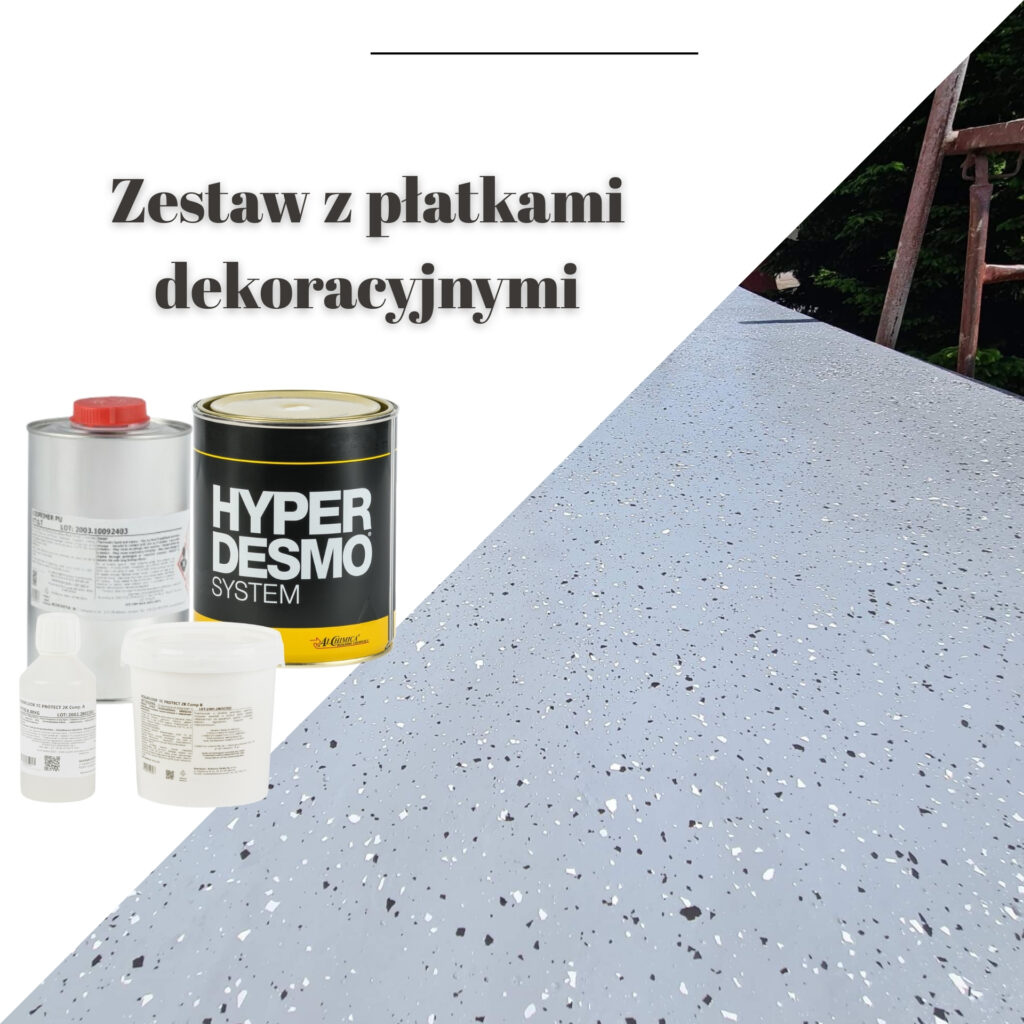 zestaw z płatkami dekoracyjnymi z bezbarwną żywicą hyperdesmo